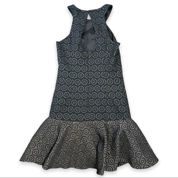 NWT Trina Turk Black Bronze Metallic Ruffled Hem Dress sz 0 - Picture 5 of 12